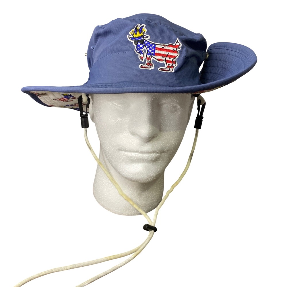GOAT USA Blue Boonie American Flag Goat Patch Sun Hat OSFA Ripstop Adjustable‎